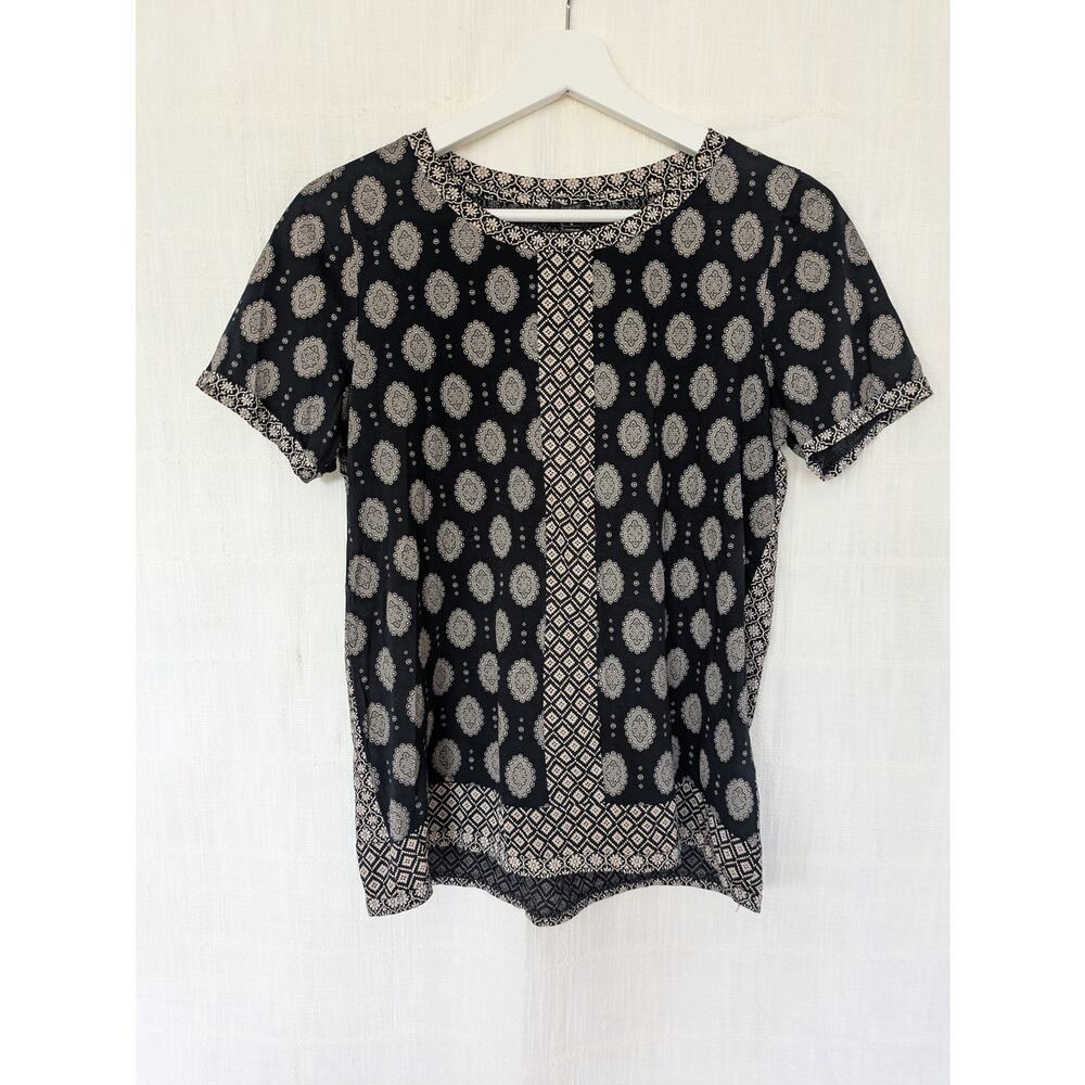 J. Crew Summer Tee / Blouse, Black and White Contrasting Patterns